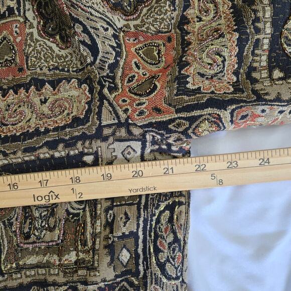 VINTAGE Chicos Womens Jacket Large Beaded Tapestry Embroidered Artsy India Motif - Picture 10 of 12